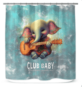 Enchanted Elephant Parade Shower Curtain with colorful elephant designs for a vibrant bathroom.